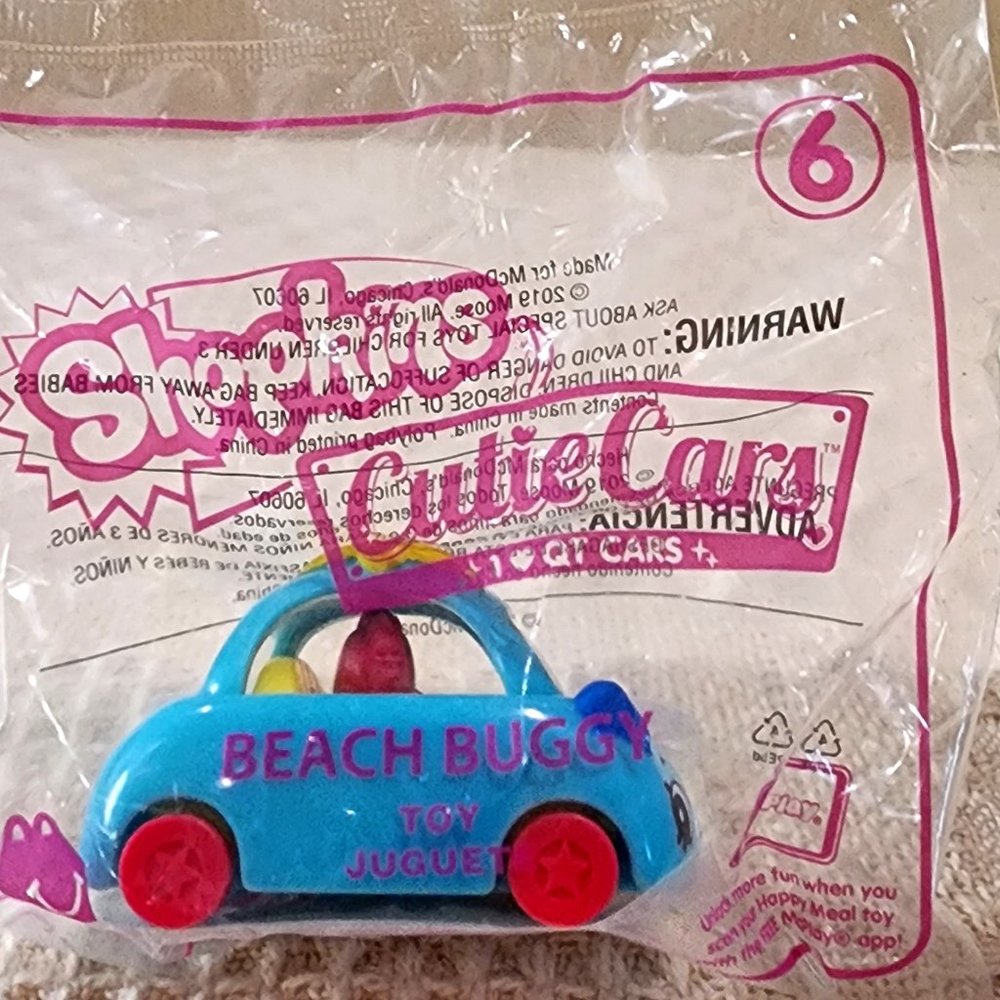 McDonalds 2019 Happy Meal Toy: Shopkins Cutie Cars BEACH BUGGY #6 - NEW - Picture 5 of 6